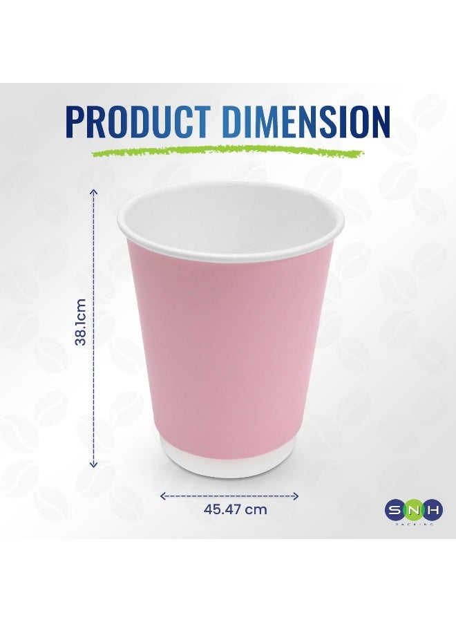 SNH Packing [Pack of 25] Disposable Double Wall Pink Coffee Cups 12 Ounce Coffee Cups To Go 25 pack Paper Coffee Cups and Designs, Recyclable, Hot Coffee Cups. - Image 2